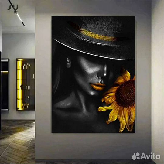 Картина маслом девушка в шляпе