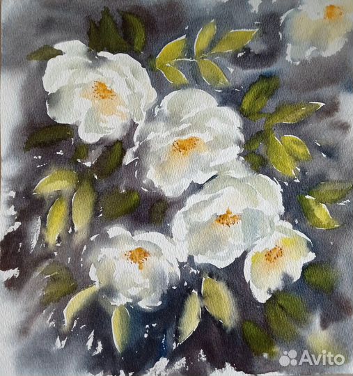 Розы акварелью