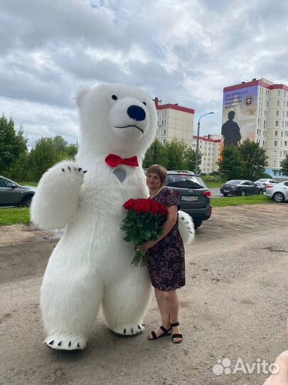 Белый мишка костюм,надувной