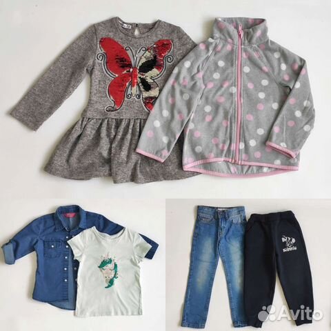 Вещи на девочку 6шт 98-104р флиска h&m, штаны и др
