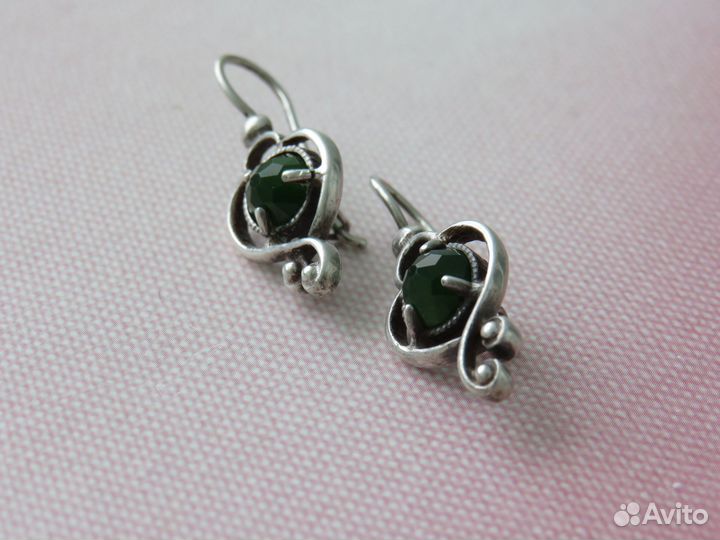 Серебряные серьги Серебро Русские самоцветы СССР
