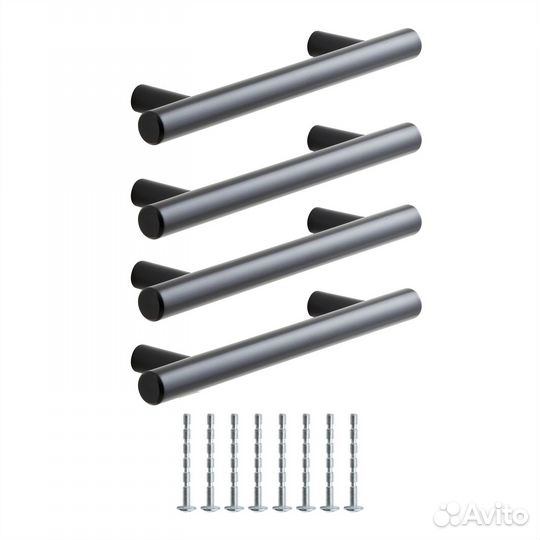 Ручка-рейлинг Sara 96 мм, цвет черный, 4 шт