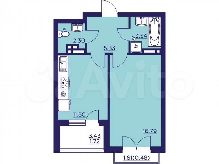 1-к. квартира, 41,7 м², 11/18 эт.