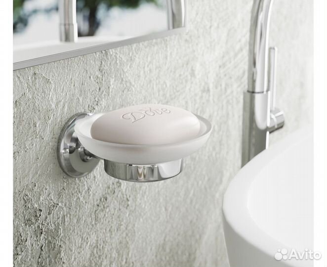 Мыльница для ванной с держателем сталь хром