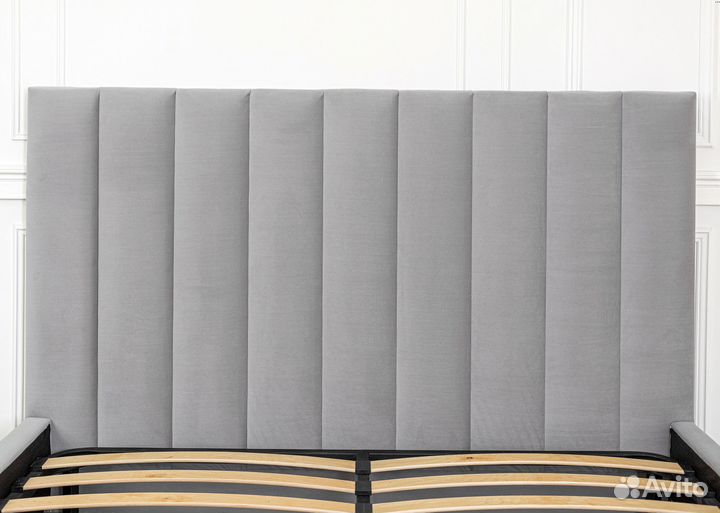 Кровать 160х200 серый велюр Богема