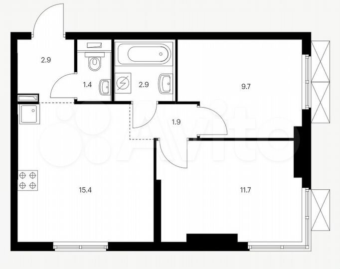 2-к. квартира, 45,9 м², 2/27 эт.