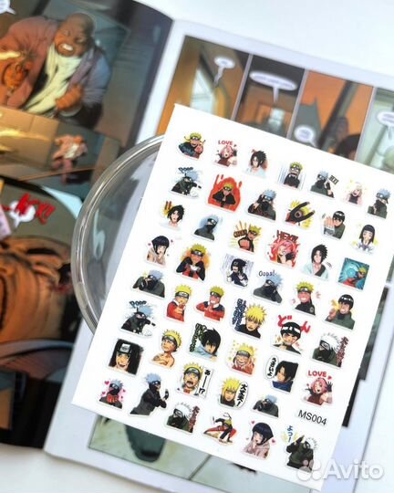 Наклейки для ногтей Наруто Hello Kitty Аниме