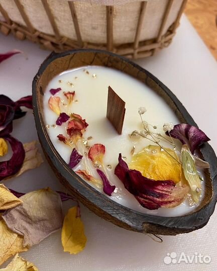 Свечи натуральные из соевого воска, в скорлупе