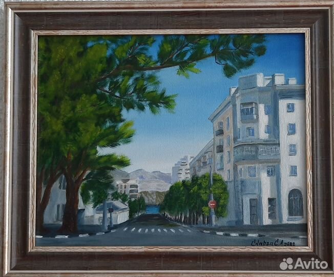 Картина масло подрам городской пейзаж Новороссийск