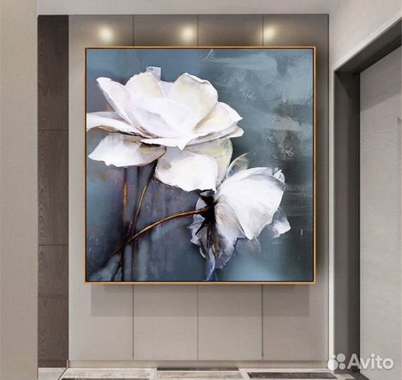 Картина маслом белые лепестки