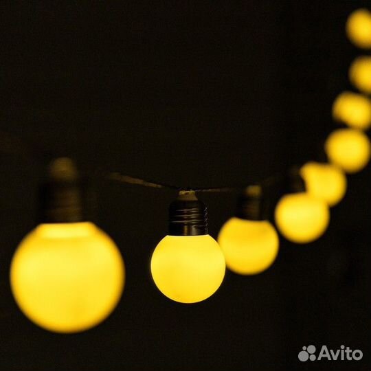 Ретрогирлянда на солнечной батарее 10 матовых ламп