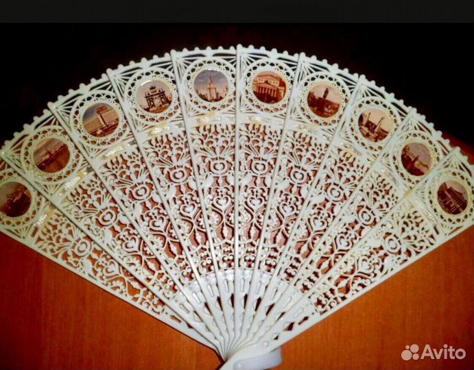 Веер ажурный винтаж СССР «Виды Москвы»