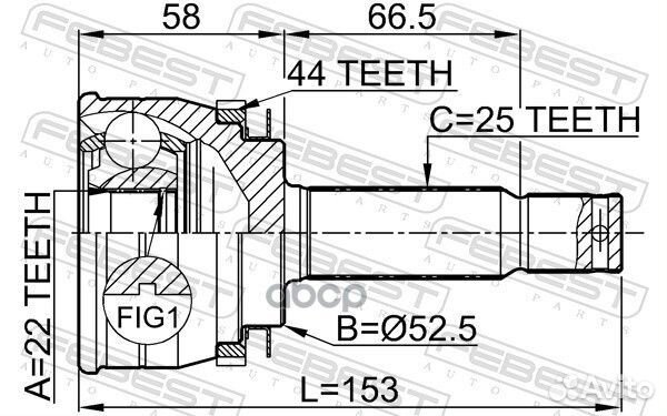 ШРУС наружный 22X52.5X25 hyundai accent 99- 121