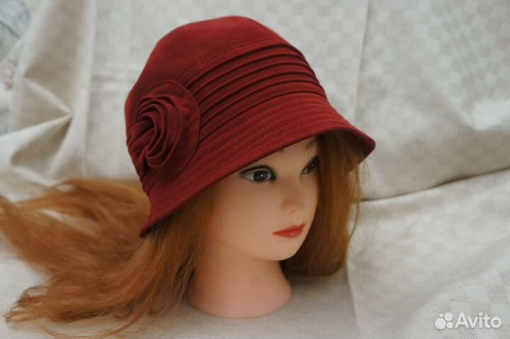 Шляпа замша plange красная вишня