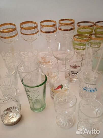 Рюмки для водки, рома Бакарди, бокал для коньяка