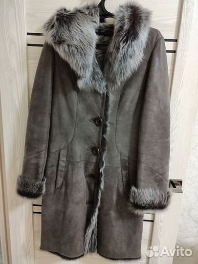 Дубленка женская зимняя длинная 44