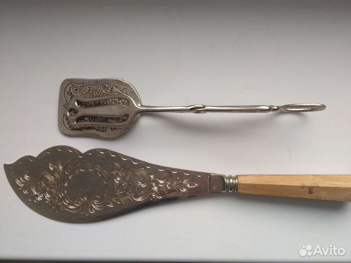 Нож и лопатка для торта времён СССР