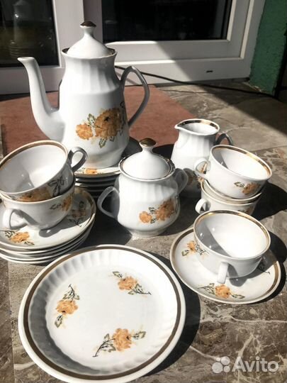 Рижский кофейный сервиз 21 предмет с позолотой