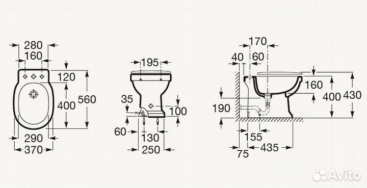 Биде напольное Roca carmen