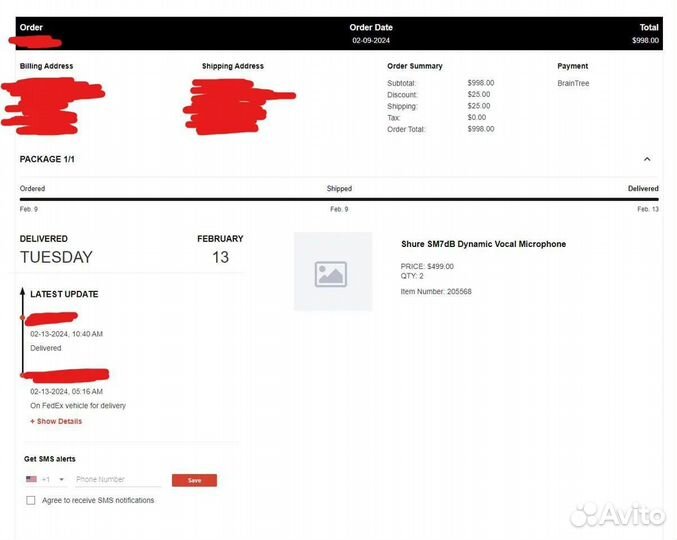 Shure SM7DB Мексика привезён из США