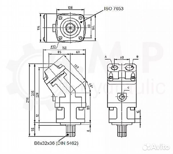 26 см3/об Гидронасос поршневой ISO (левый)