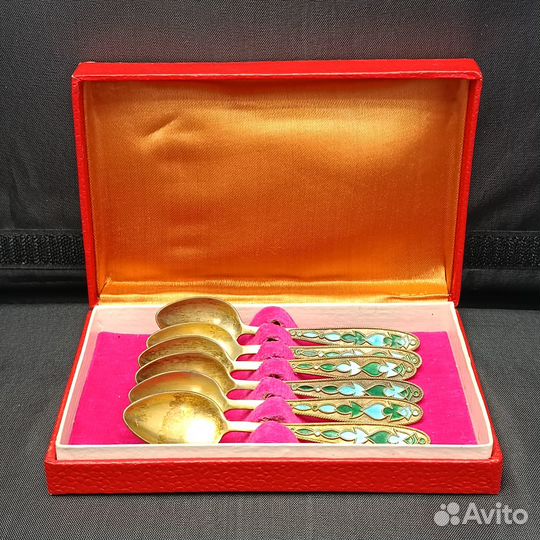 Набор Ложек СССР Эмаль В Футляре 875 проба