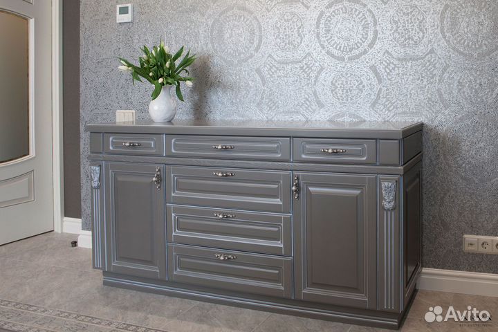 Шкаф на заказ, Береза, цвет по RAL, патина белая