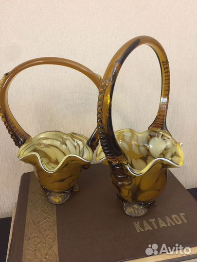 Ваза Конфетница Корзинки Цветное стекло