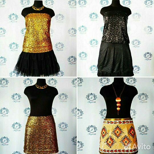 Вечерняя золотая Юбка с пайетками Zara Н&М