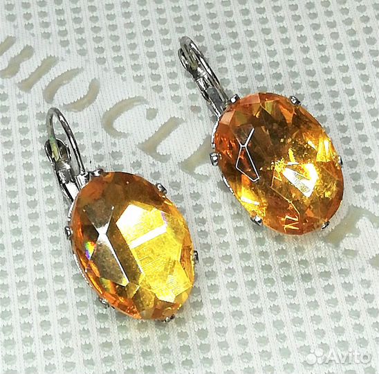 Серьги юв.сплав цитрин, гол.топаз С652