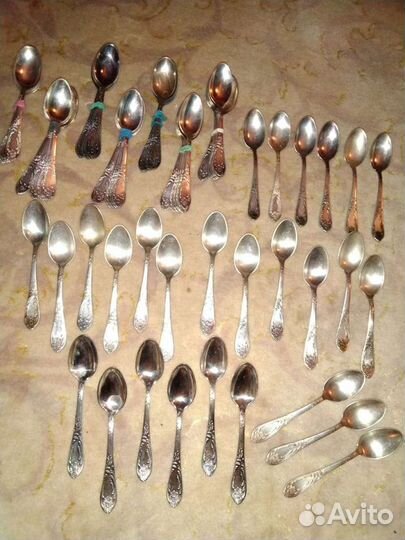 Чайные и столовые мельхиоровые ложки зиш