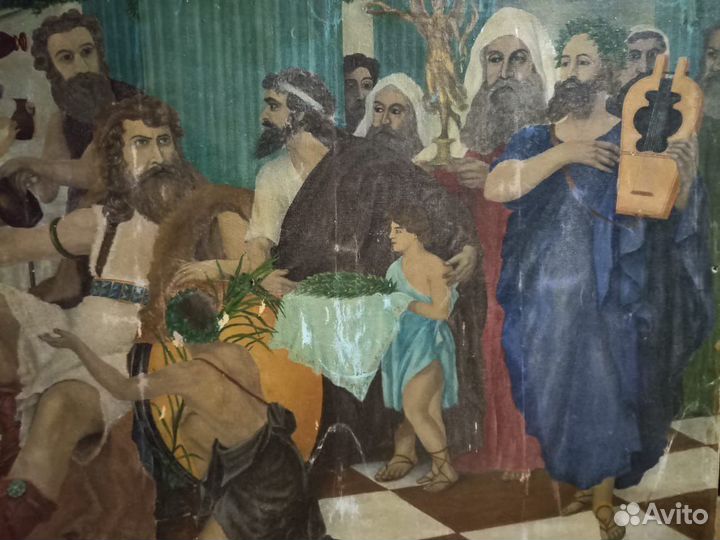 Старинная картина холст масло Рим