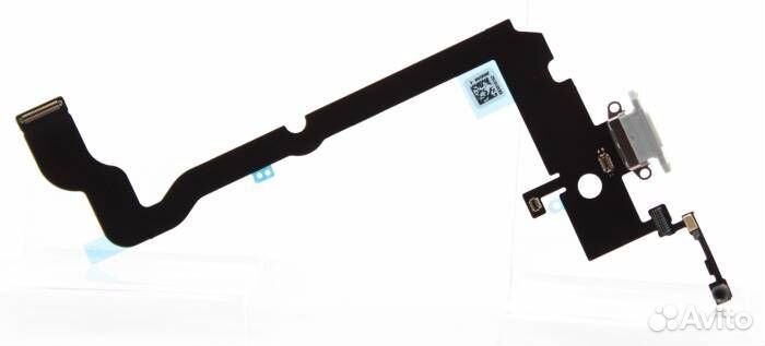 Шлейф iPhone Xs Max Разъем зарядки/Микрофон Серебр