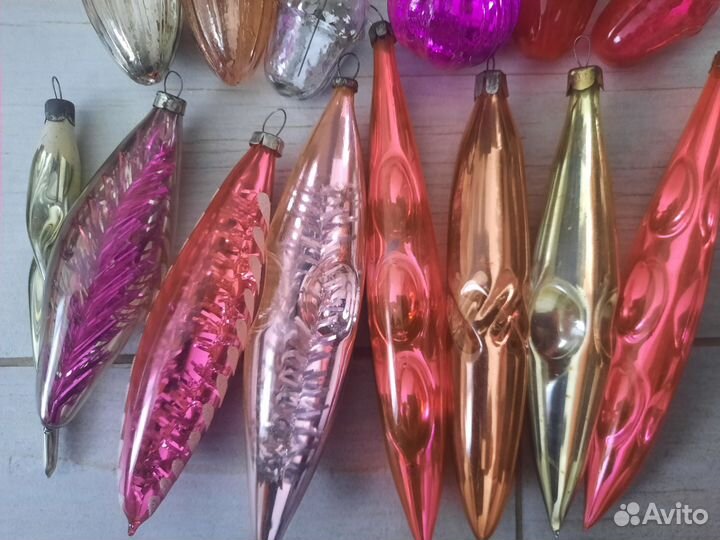 Елочные игрушки СССР полупрозрачные