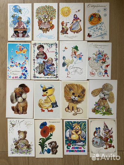 Открытки сюжетные, СССР чистые и подписанные