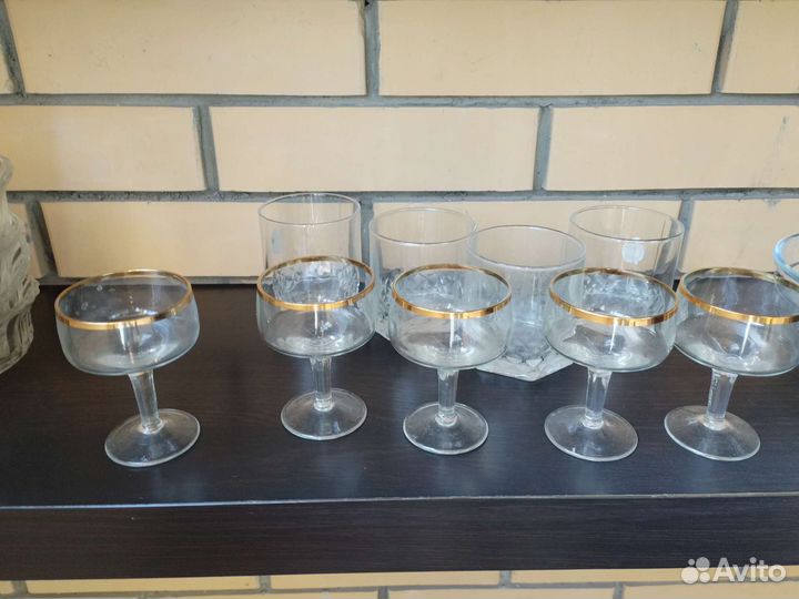 Посуда СССР хрусталь стекло рюмки вазы подсвечники