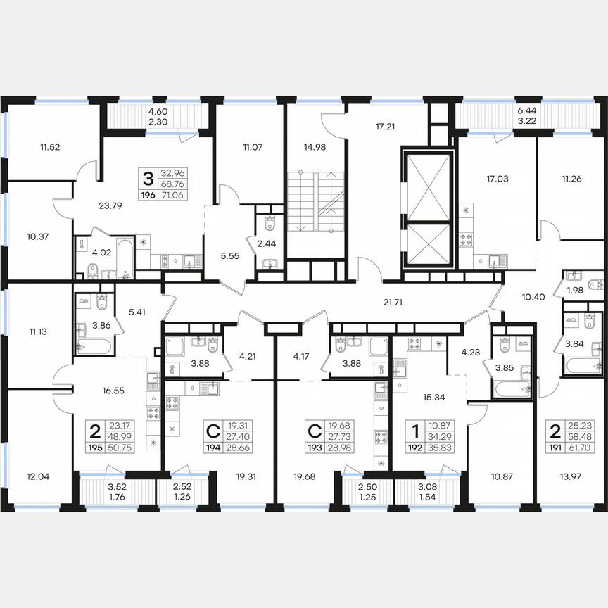 3-к. квартира, 71,1 м², 8/15 эт.