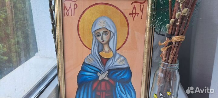 Икона рукописная Божией Матери Умиление