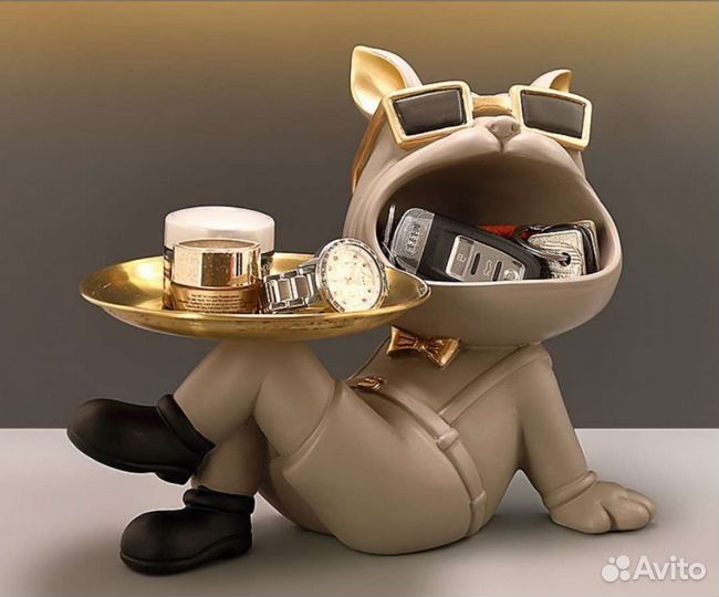 Фигурка интертерная собака бульдог ваза подставка