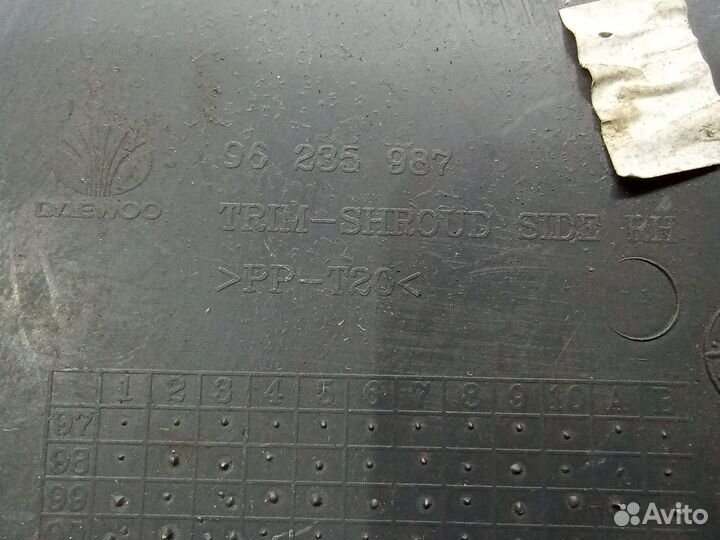 Обшивка стойки Chevrolet Lanos 2008 96235987