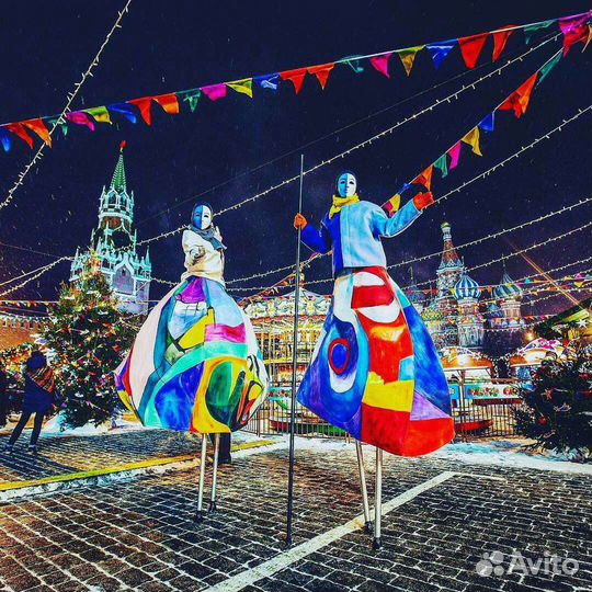 Ходулисты, встреча гостей, артисты, шоу