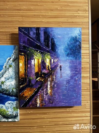 Интерьер дома, картина Улочка Парижа маслом