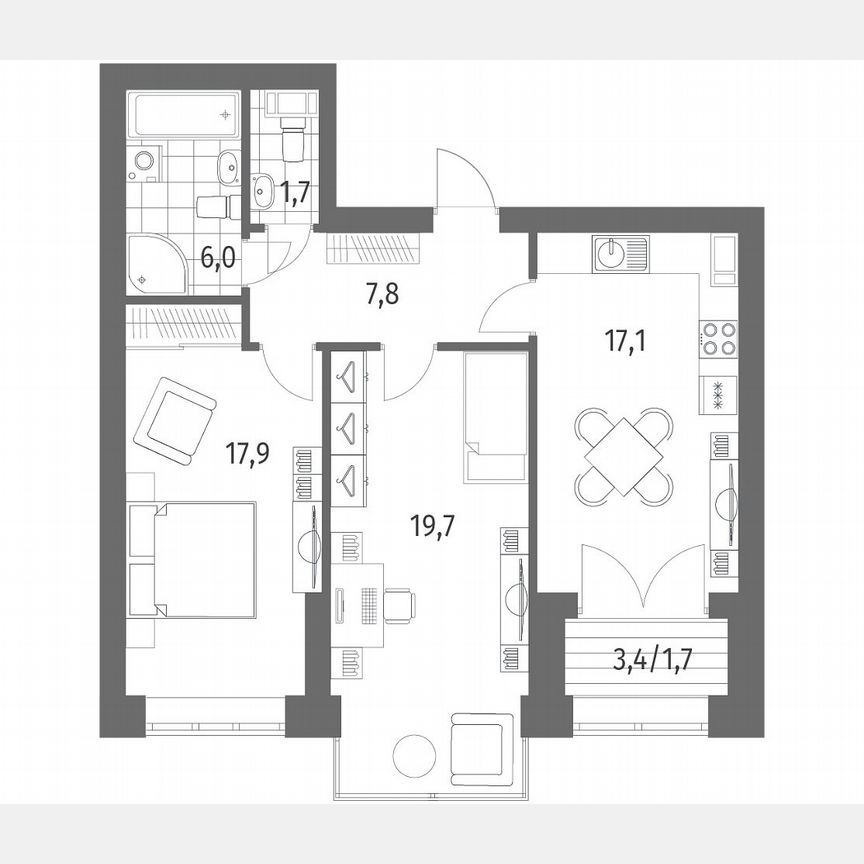 2-к. квартира, 71,9 м², 9/11 эт.