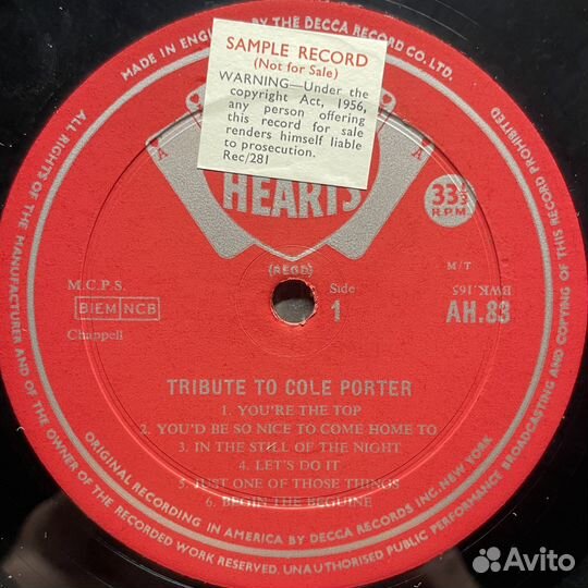 Сборник Tribute To Cole Porter (Англия 1964г.)