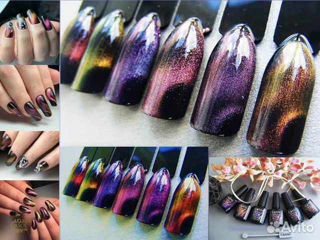 Гель-лаки 3D-хамелеон кошачий глаз, магниты