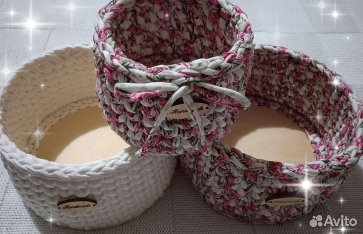 Набор корзин из трикотажной пряжи в подарок