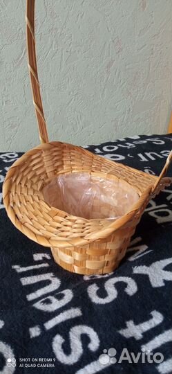 Корзина плетёная для цветка в горшке