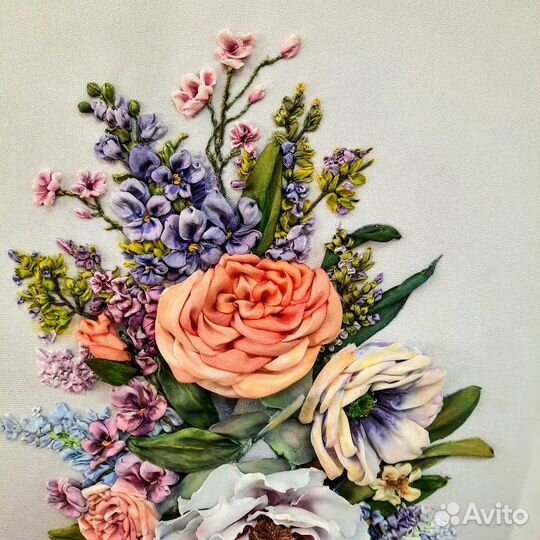 Настенное панно. Акварельный сюжет лентами