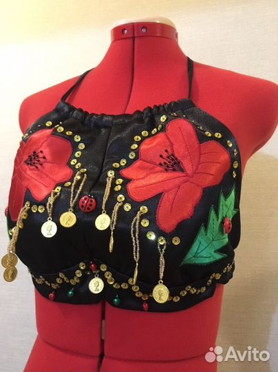 Костюм для восточных танцев черно-красный