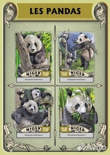 Нигер, 2016. (nig16312) Фауна, панды (мл+блок)